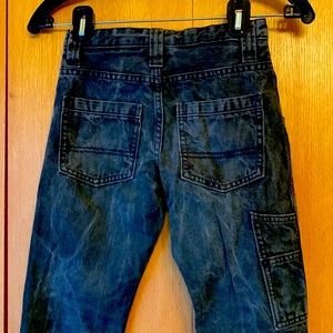 Gap black gray 8 boy’s distressed adjustable waist straight fit carpenter jeans